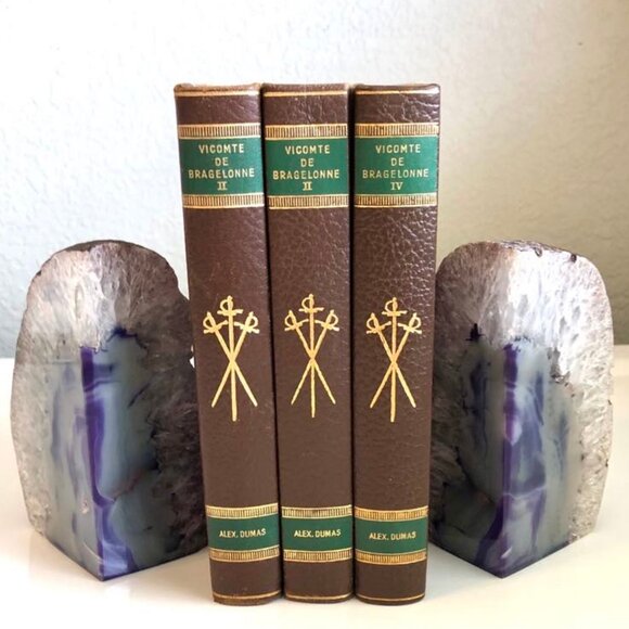 NWT ALEXANDRA'S ACCENTS Set of Quartz Agate Geode Bookends Purple Blue - Picture 5 of 9